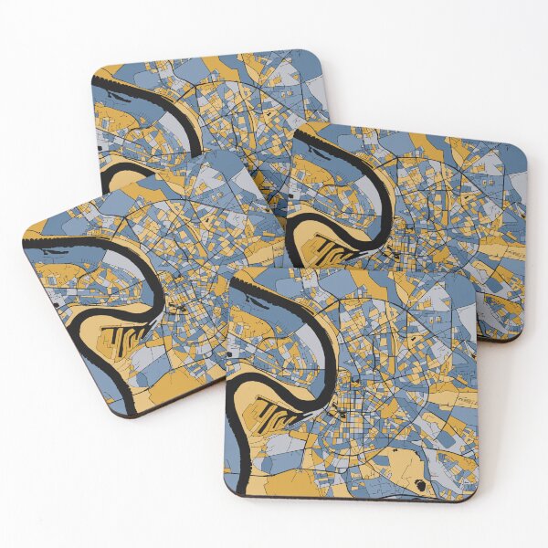 Item preview, Dusseldorf Map Pattern in Blue & Gold designed and sold by PatternMaps.