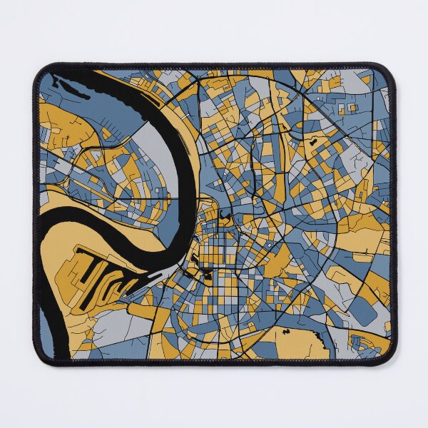 Item preview, Dusseldorf Map Pattern in Blue & Gold designed and sold by PatternMaps.