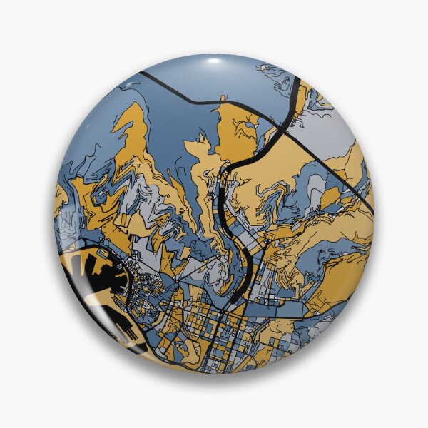Item preview, Genoa Map Pattern in Blue & Gold designed and sold by PatternMaps.