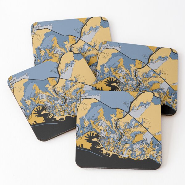 Item preview, Genoa Map Pattern in Blue & Gold designed and sold by PatternMaps.