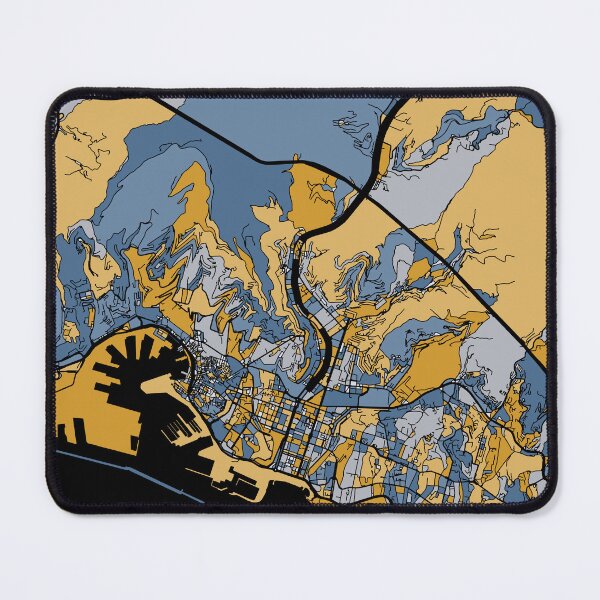 Item preview, Genoa Map Pattern in Blue & Gold designed and sold by PatternMaps.