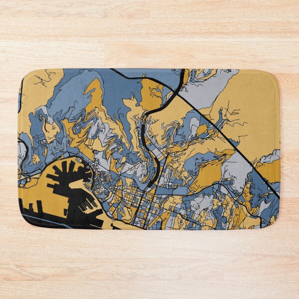 Item preview, Genoa Map Pattern in Blue & Gold designed and sold by PatternMaps.