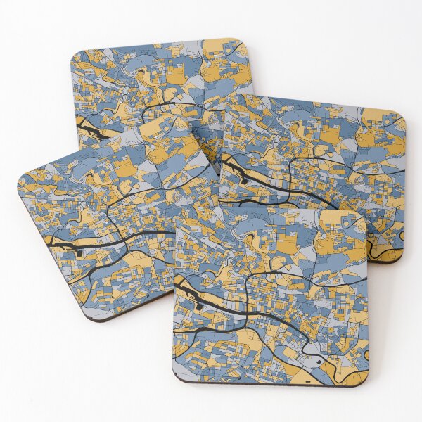 Item preview, Glasgow Map Pattern in Blue & Gold designed and sold by PatternMaps.