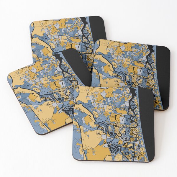 Item preview, Gold Coast Map Pattern in Blue & Gold designed and sold by PatternMaps.