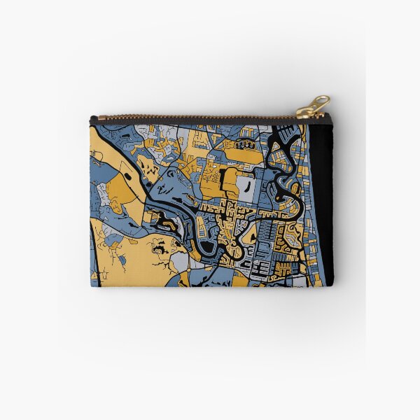 Item preview, Patrón de mapa de Gold Coast en azul y dorado designed and sold by PatternMaps.