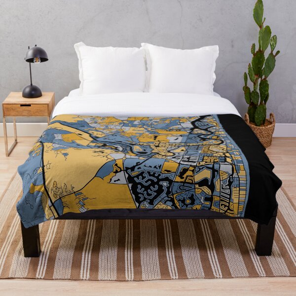 Item preview, Gold Coast Map Pattern in Blue & Gold designed and sold by PatternMaps.
