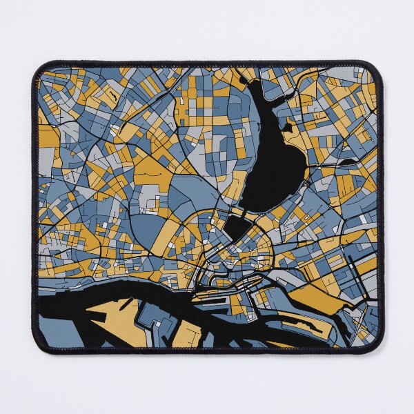 Item preview, Hamburg Map Pattern in Blue & Gold designed and sold by PatternMaps.