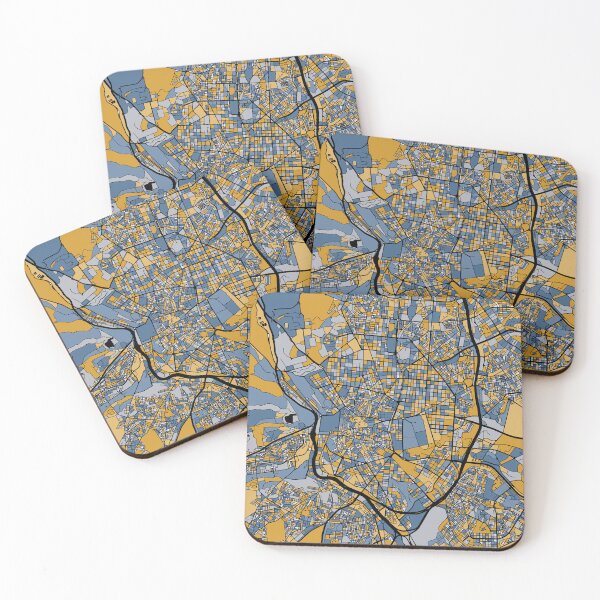 Item preview, Madrid Map Pattern in Blue & Gold designed and sold by PatternMaps.