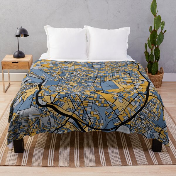 Item preview, Madrid Map Pattern in Blue & Gold designed and sold by PatternMaps.