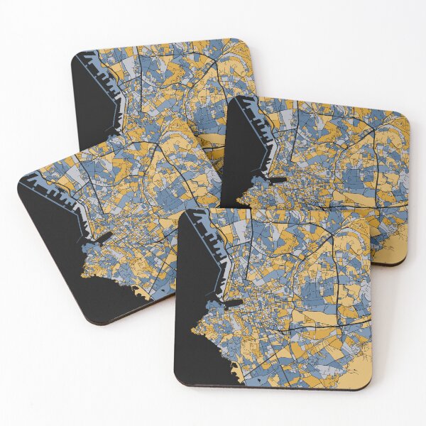 Item preview, Marseille Map Pattern in Blue & Gold designed and sold by PatternMaps.