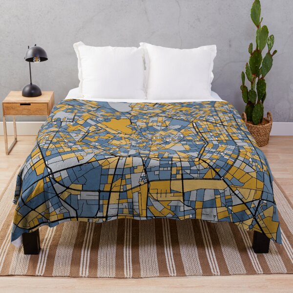 Item preview, Milan Map Pattern in Blue & Gold designed and sold by PatternMaps.