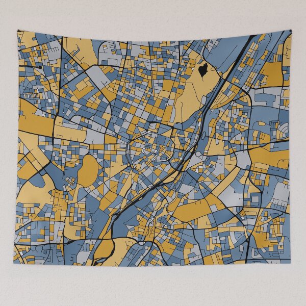 Item preview, Munich Map Pattern in Blue & Gold designed and sold by PatternMaps.