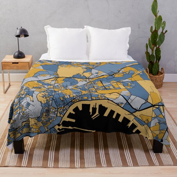 Item preview, Naples Map Pattern in Blue & Gold designed and sold by PatternMaps.