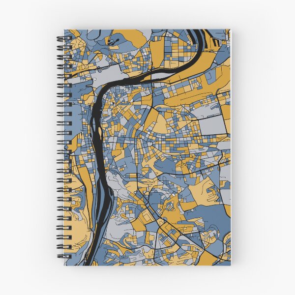 Aperçu de l'œuvre Motif de carte de Prague en bleu et or créée et vendue par PatternMaps.