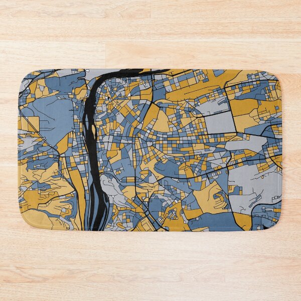 Item preview, Prague Map Pattern in Blue & Gold designed and sold by PatternMaps.