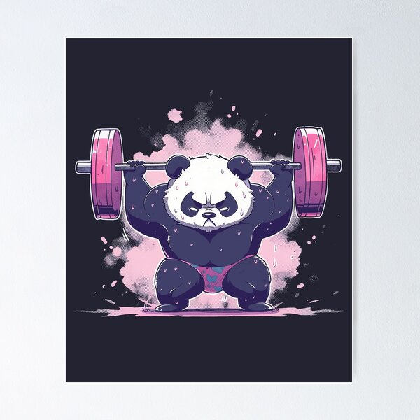 Panda Weightlifting Fitness Panda Gym Funny Panda Beach Towel by EQ Designs  - Pixels