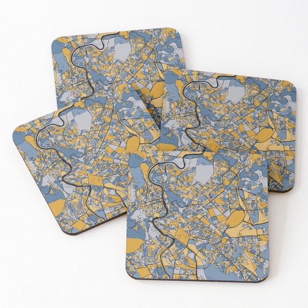 Item preview, Rome Map Pattern in Blue & Gold designed and sold by PatternMaps.