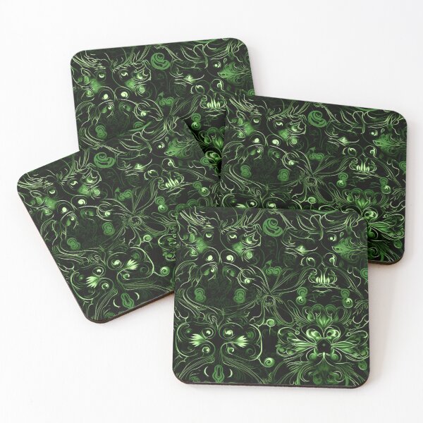 Artikelvorschau, Buntes Fantasiemuster schwarz grün Ornamente Spitze entworfen und verkauft von G-M-Designs.