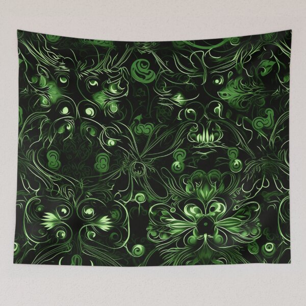 Artikelvorschau, Buntes Fantasiemuster schwarz grün Ornamente Spitze entworfen und verkauft von G-M-Designs.