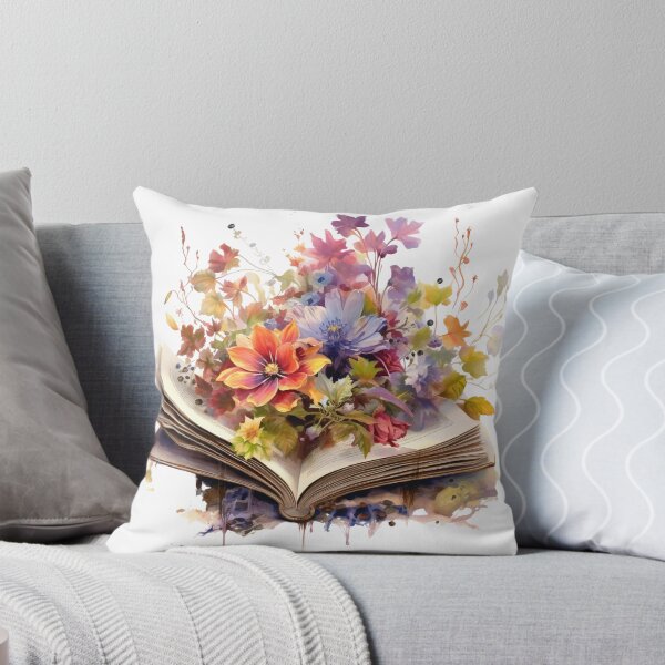 Aperçu de l'œuvre Livre ouvert aquarelle avec des fleurs créée et vendue par BartekDesigne.