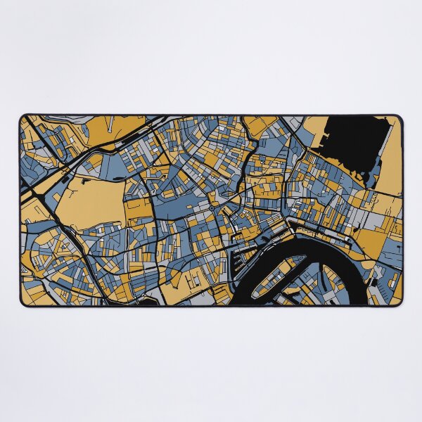 Item preview, Patrón de mapa de Róterdam en azul y dorado designed and sold by PatternMaps.