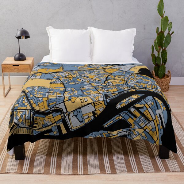Item preview, Rotterdam Map Pattern in Blue & Gold designed and sold by PatternMaps.