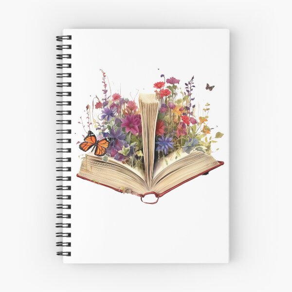 Artikelvorschau, Aquarell offenes Buch mit Blumen entworfen und verkauft von BartekDesigne.