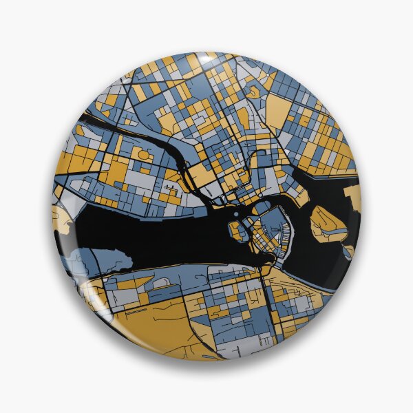 Item preview, Stockholm Map Pattern in Blue & Gold designed and sold by PatternMaps.