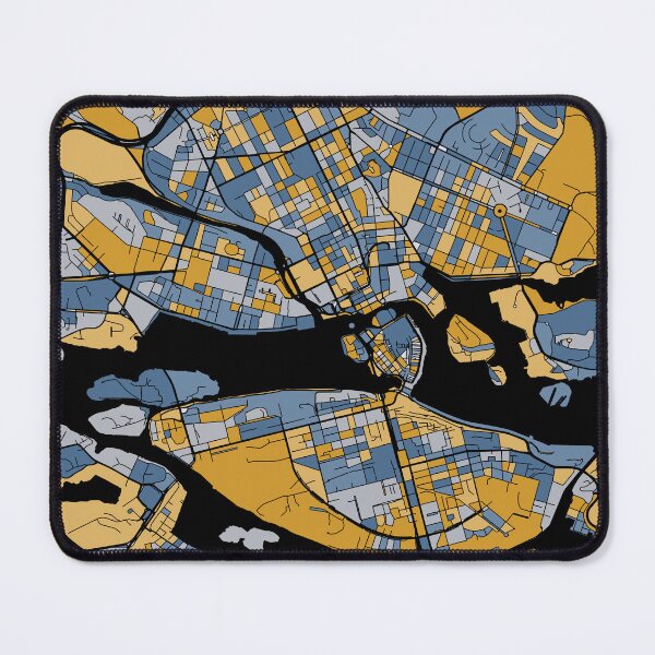 Item preview, Stockholm Map Pattern in Blue & Gold designed and sold by PatternMaps.