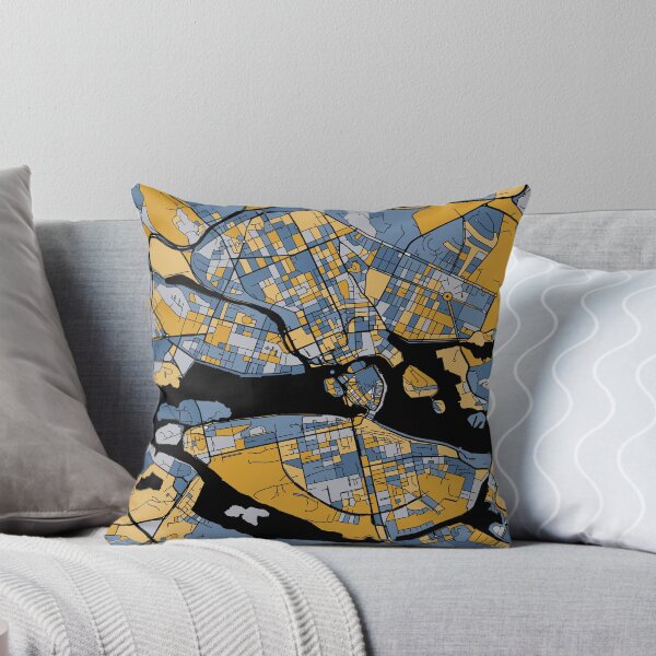 Item preview, Stockholm Map Pattern in Blue & Gold designed and sold by PatternMaps.