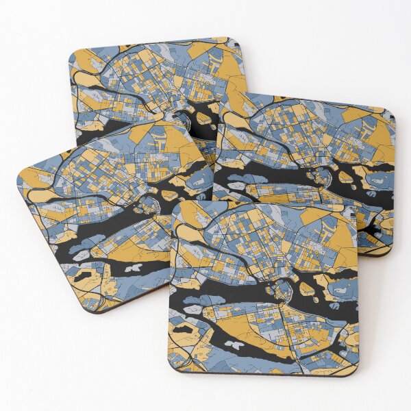 Item preview, Stockholm Map Pattern in Blue & Gold designed and sold by PatternMaps.