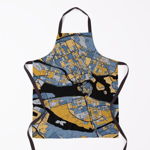 Item preview, Stockholm Map Pattern in Blue & Gold designed and sold by PatternMaps.