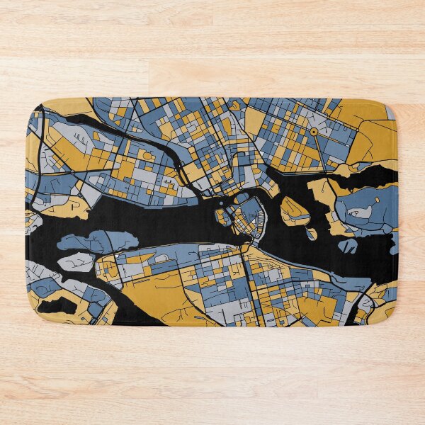 Item preview, Stockholm Map Pattern in Blue & Gold designed and sold by PatternMaps.