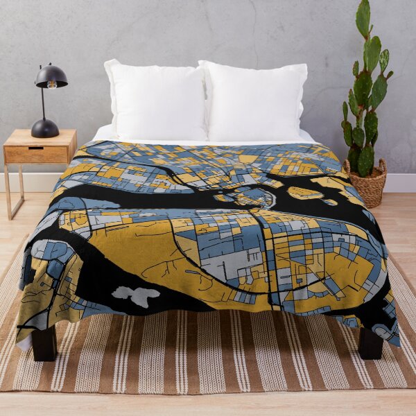 Item preview, Stockholm Map Pattern in Blue & Gold designed and sold by PatternMaps.