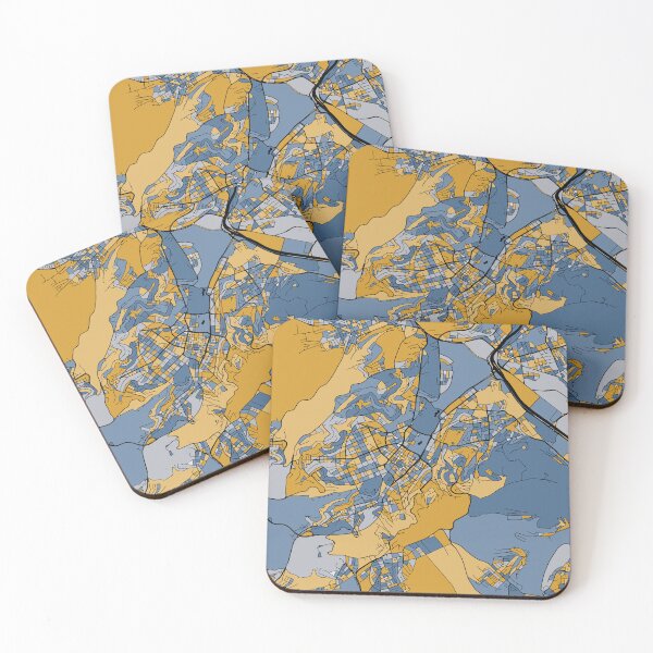 Item preview, Stuttgart Map Pattern in Blue & Gold designed and sold by PatternMaps.