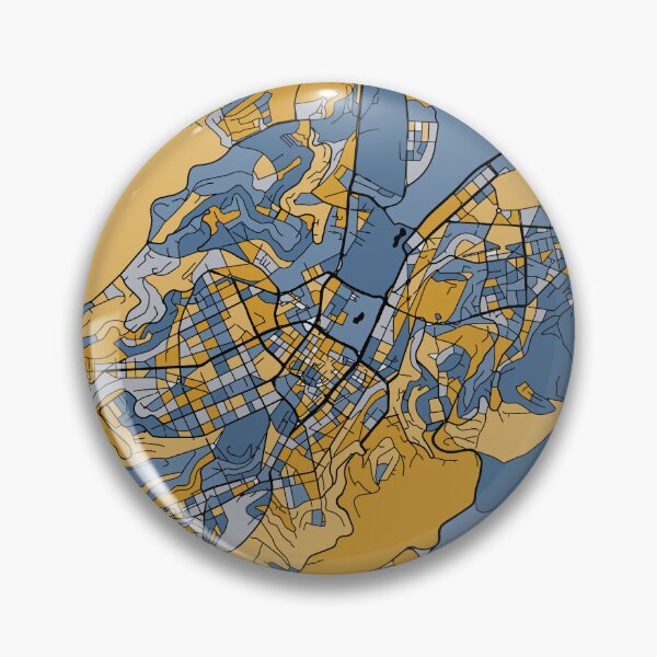 Item preview, Stuttgart Map Pattern in Blue & Gold designed and sold by PatternMaps.