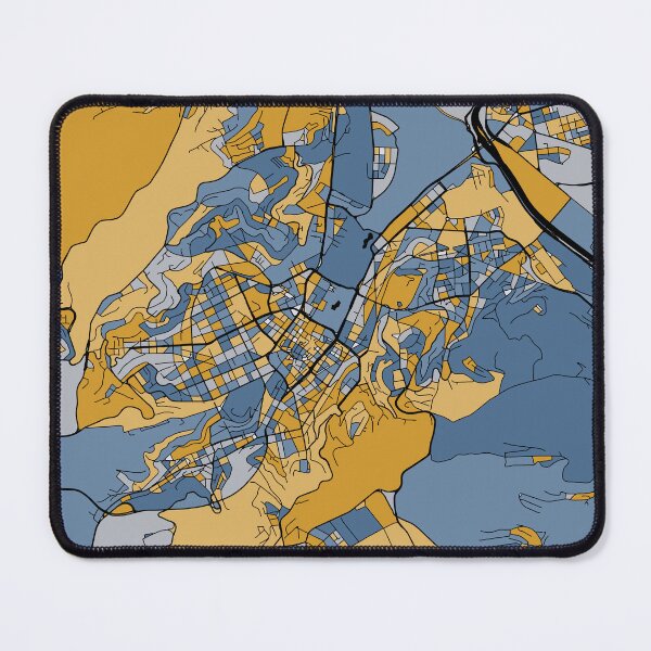 Item preview, Stuttgart Map Pattern in Blue & Gold designed and sold by PatternMaps.