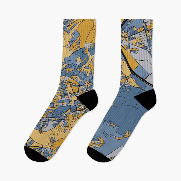 Item preview, Stuttgart Map Pattern in Blue & Gold designed and sold by PatternMaps.