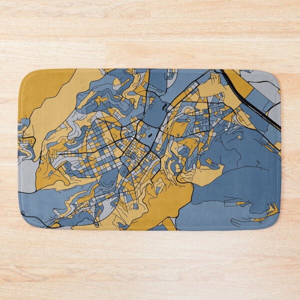 Item preview, Stuttgart Map Pattern in Blue & Gold designed and sold by PatternMaps.