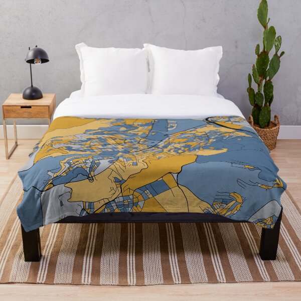 Item preview, Patrón de mapa de Stuttgart en azul y dorado designed and sold by PatternMaps.