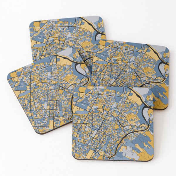Item preview, Turin Map Pattern in Blue & Gold designed and sold by PatternMaps.
