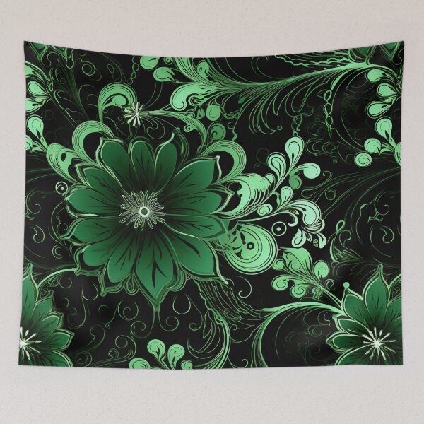 Item preview, Colorful fantasy pattern black green ornaments lace designed and sold by G-M-Designs.