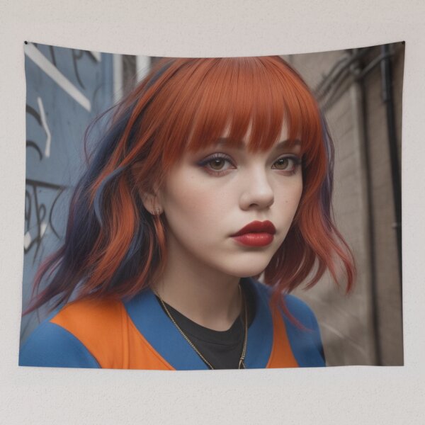Item preview, orange and blue woman portrait designed and sold by jsebouvi.