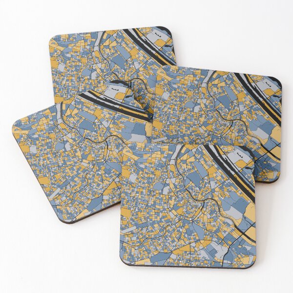 Item preview, Vienna Map Pattern in Blue & Gold designed and sold by PatternMaps.