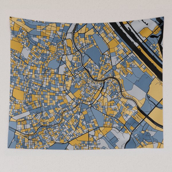 Item preview, Vienna Map Pattern in Blue & Gold designed and sold by PatternMaps.