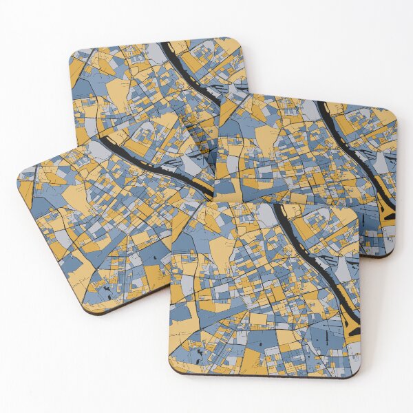 Item preview, Warsaw Map Pattern in Blue & Gold designed and sold by PatternMaps.