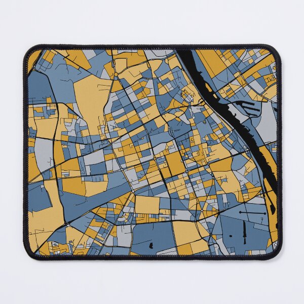 Item preview, Warsaw Map Pattern in Blue & Gold designed and sold by PatternMaps.