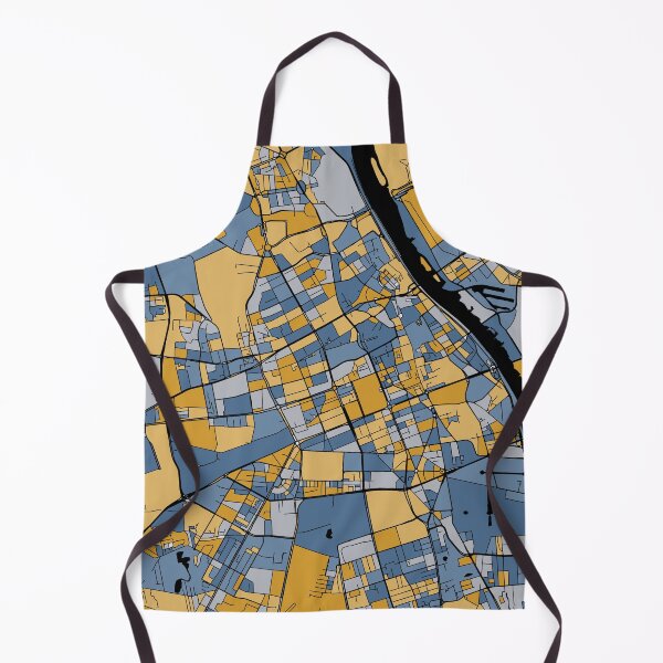 Item preview, Warsaw Map Pattern in Blue & Gold designed and sold by PatternMaps.