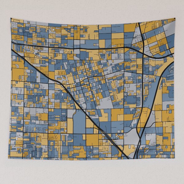 Item preview, Anaheim Map Pattern in Blue & Gold designed and sold by PatternMaps.