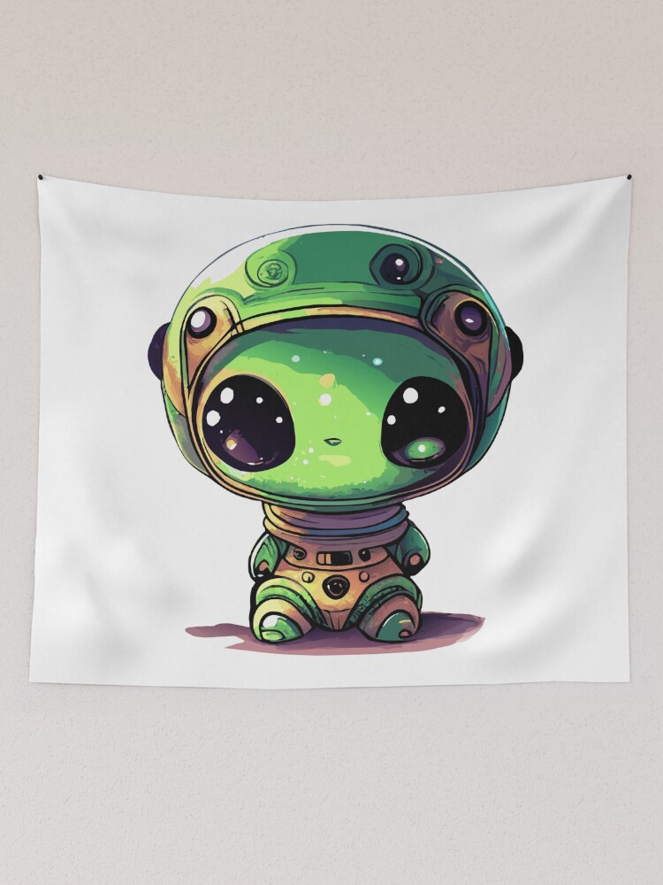 Aperçu 2 sur 3. Tentures avec l'œuvre Cute Baby Alien - Zippy créée et vendue par ArchieDid.